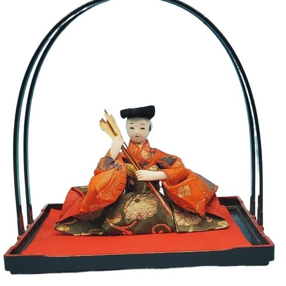 ANTIQUE Japanese Kabuki Doll, 5" Noh Hina Doll Mulan-style Gofun Silk Rice Paper - Picture 1 of 9